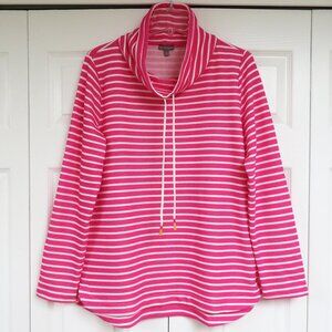 T by Talbots Striped Pullover Tunic Size L French Terry Knit
